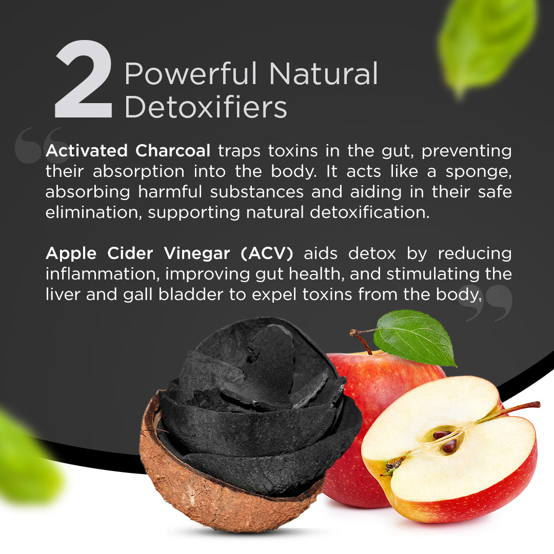 Activated Charcoal Capsules with Apple Cider Vinegar, Helps in Digestion, Bloating, Liver & Kidney Detox - 60 Veg Capsules