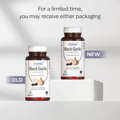 100% Natural & Organic Black Garlic Capsules | Made with 100% Cloves | 120 Days Naturally Aged & Fermented | Manages Cholesterol Levels & Lipid Profiles - 60 Veg Capsules