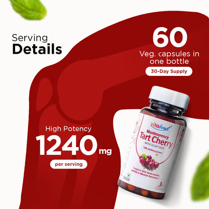 Montmorency Tart Cherry with Celery Seed | Supports Bone & Joints, Healthy & Natural Sleep Cycles & Supports Healthy Uric Acid Levels | Grown in Michigan, USA - 60 Veg Capsules