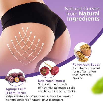 Pretty Butt Capsules, Enhances Fertility, Natural Curves & Improves Estrogen Levels - 60 Veg Capsules - Vitabowl