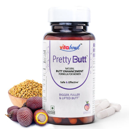 Pretty Butt Capsules, Enhances Fertility, Natural Curves & Improves Estrogen Levels - 60 Veg Capsules - Vitabowl